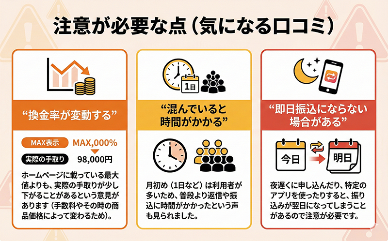 注意が必要な点（気になる口コミ）