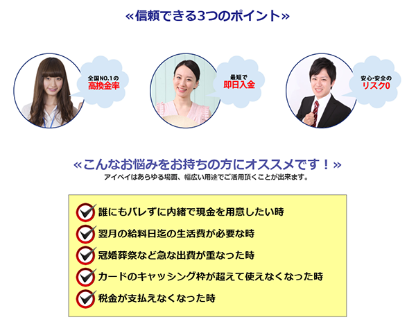 アイペイ 後払いアプリ現金化 サービスの特徴