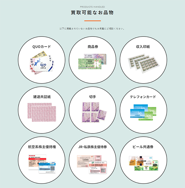 WALLET(ウォレット)先払い買取サービスの取扱商品