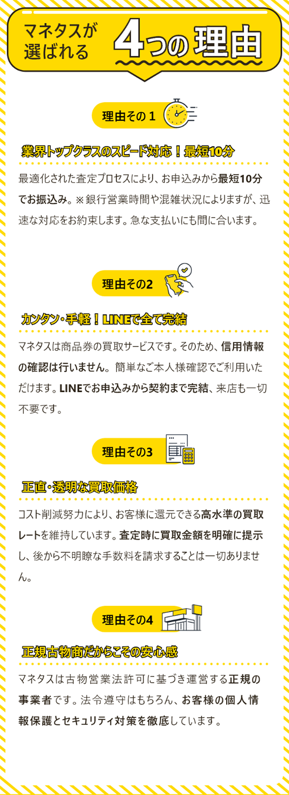 マネタスが選ばれる4つの理由