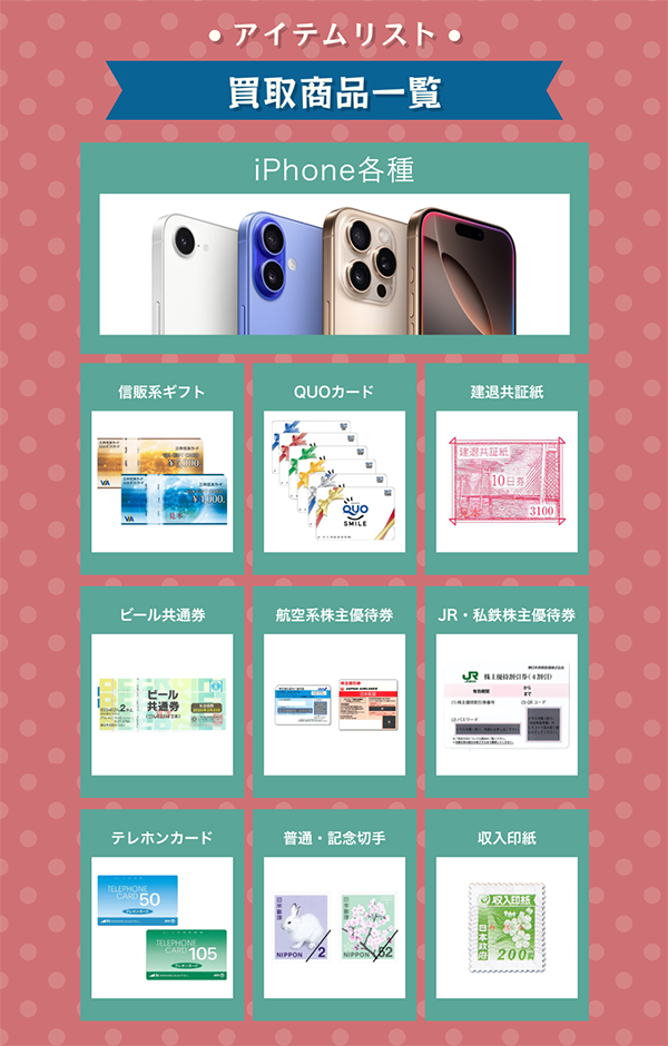 マエストロ 先払い買取サービスの取扱商品