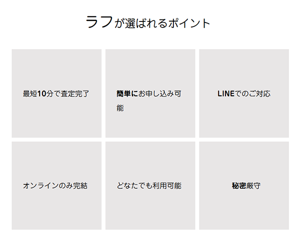 ラフ 先払い買取サービスの特徴