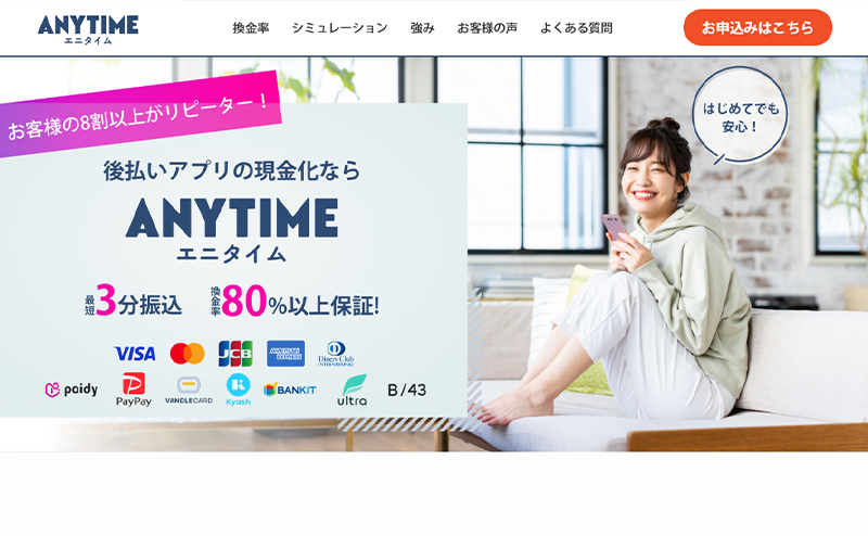 ANYTIME（エニタイム） 後払いアプリ現金化