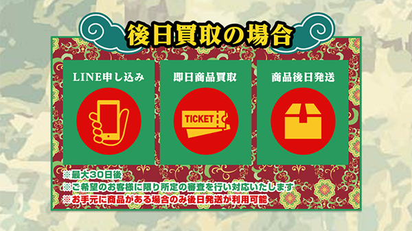 買取ステップ、後日買取(先払い買取)の場合