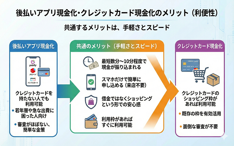 後払いアプリ現金化･クレジットカード現金化のメリット（利便性）