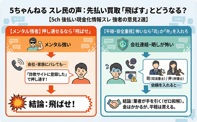 5ちゃんねる スレ民の声 :先払い買取"飛ばす"とどうなる?