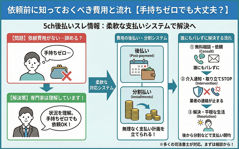 依頼前に知っておくべき費用と流れ【手持ちゼロでも大丈夫?】