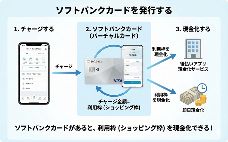 ソフトバンクカードがあると即日現金化ができます。