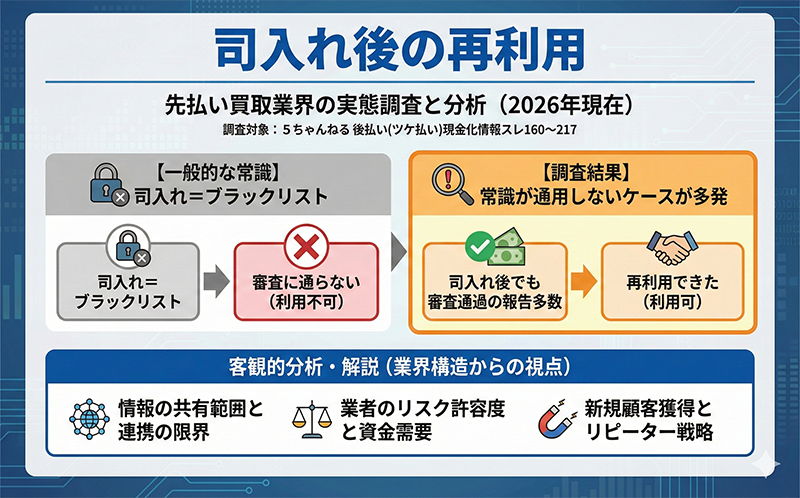 先払い買取の利用で”司入れ”した場合に”再利用はできるのか?”