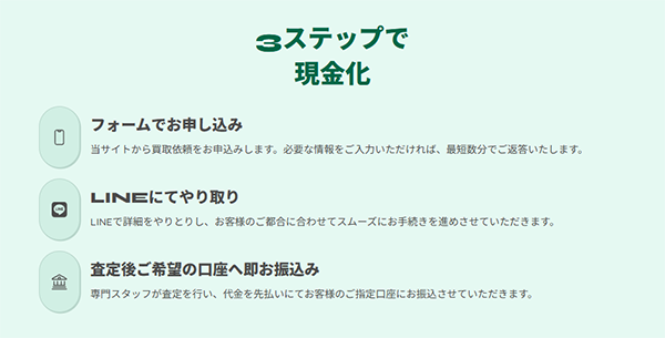 チケペイ 先払い買取サービスの買取ステップ