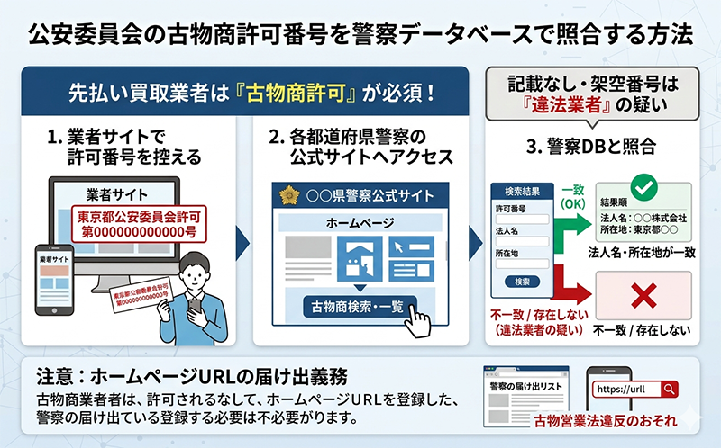 公安委員会の古物商許可番号を警察データベースで照合する方法