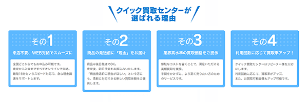クイック買取センター 先払い買取サービスの特徴