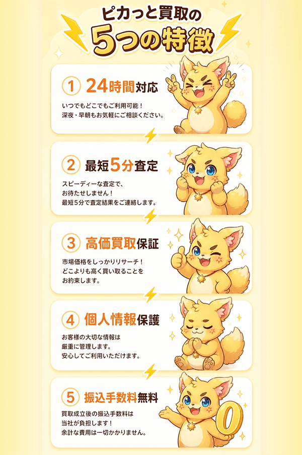 ピカっと買取の5つの特徴