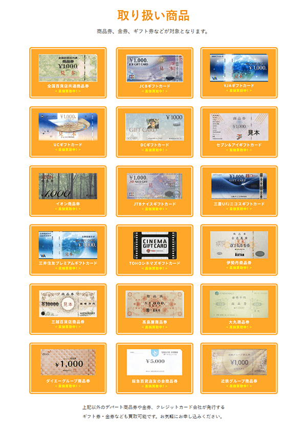 買取対象商品