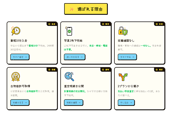 買取ヒソカの特徴