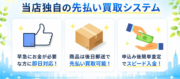 ハレルヤ買取独自の先払い買取システム