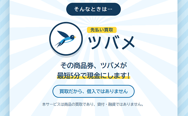 先払い買取ツバメの買取サービス基本情報